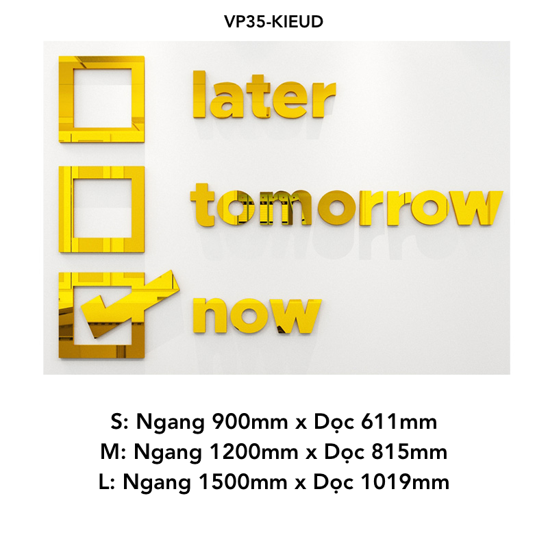 Tranh mica EPeBen dán tường nổi 3d hình Chữ Later Tomorrow Now tạo động lực trang trí Văn Phòng, Phòng Làm Việc, công ty 