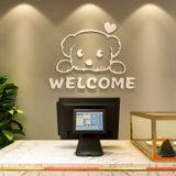  Tranh mica EPeBen dán tường nổi 3d hình Chú cún Welcome trang trí cửa ra vào, cửa hàng, quán ăn, địa điểm kinh doanh 