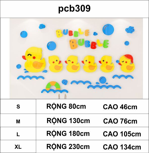  Tranh mica EPeBen dán tường nổi 3d hình bubble đàn vịt con theo mẹ, decor trang trí tường phòng tắm cho bé, khu vui chơi 