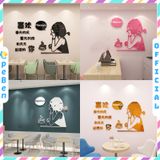  Tranh mica EPeBen dán tường nổi 3d hình cô gái vui vẻ Happy decor trang trí quán cafe, trà chanh, trà sữa 