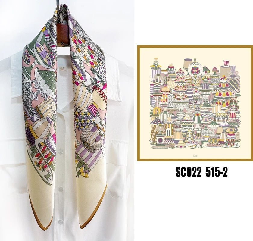 Khăn lụa tơ tằm họa tiết 70x70cm BASELE0724