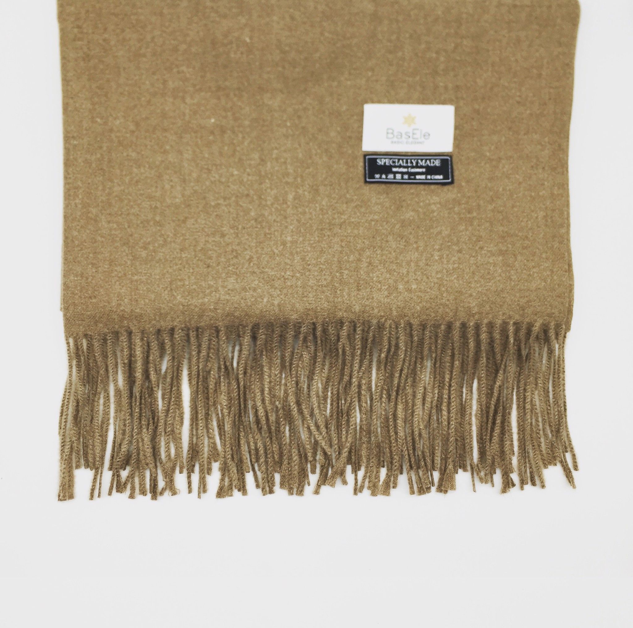 Fringed Scarf Camel Color - Khăn quàng dài tua rua Nâu