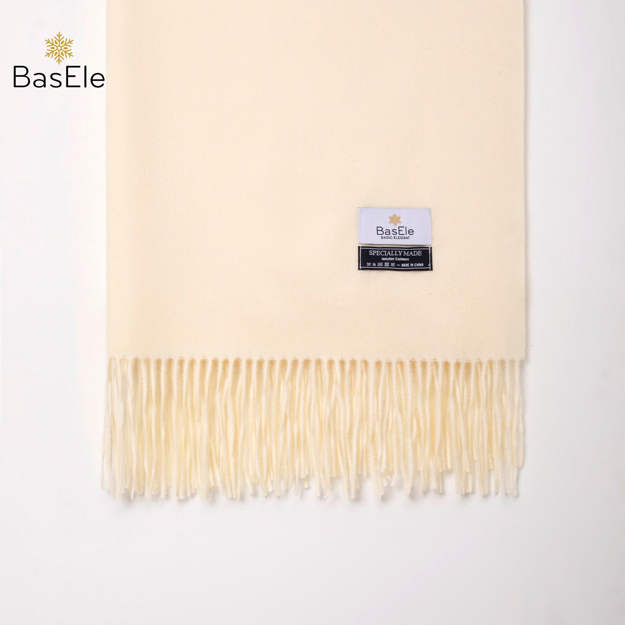 Fringed Scarf White Cream Color - Khăn quàng dài tua rua Trắng Kem