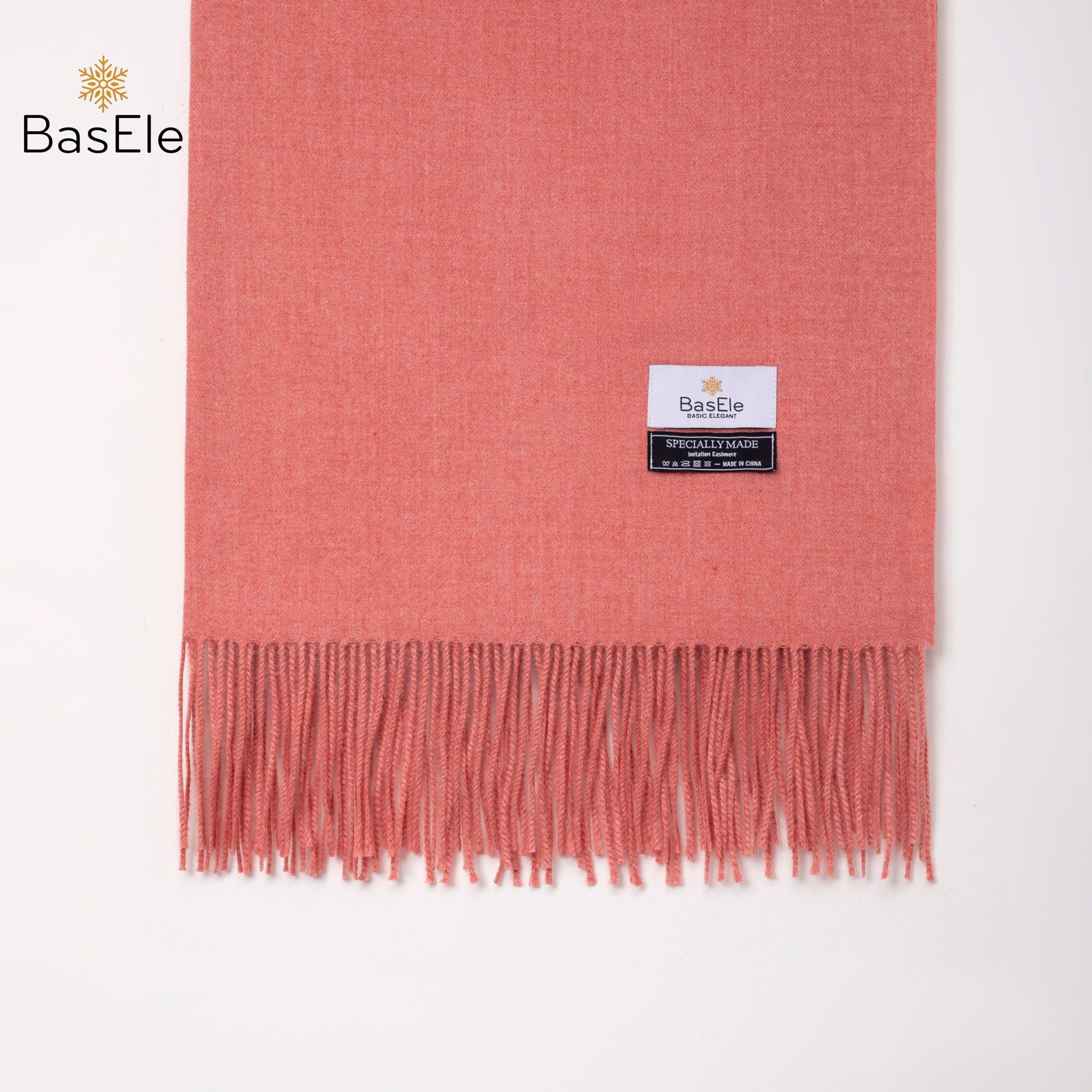 Fringed Scarf Rose Blossom Color - Khăn quàng dài tua rua Hồng cam