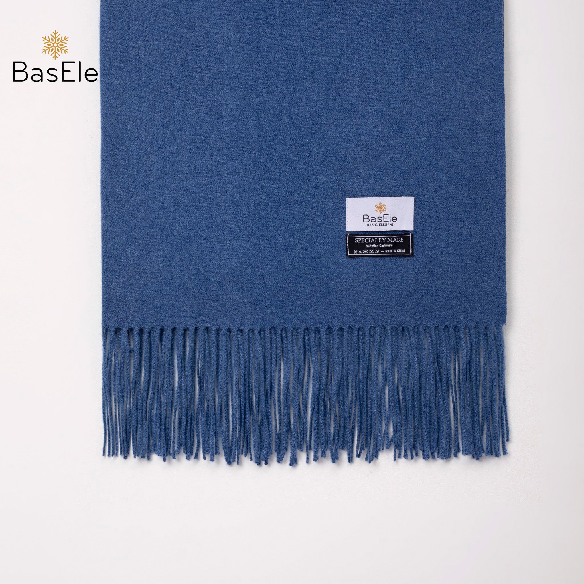 Fringed Scarf Blue Dusk Color - Khăn quàng dài tua rua Xanh dương