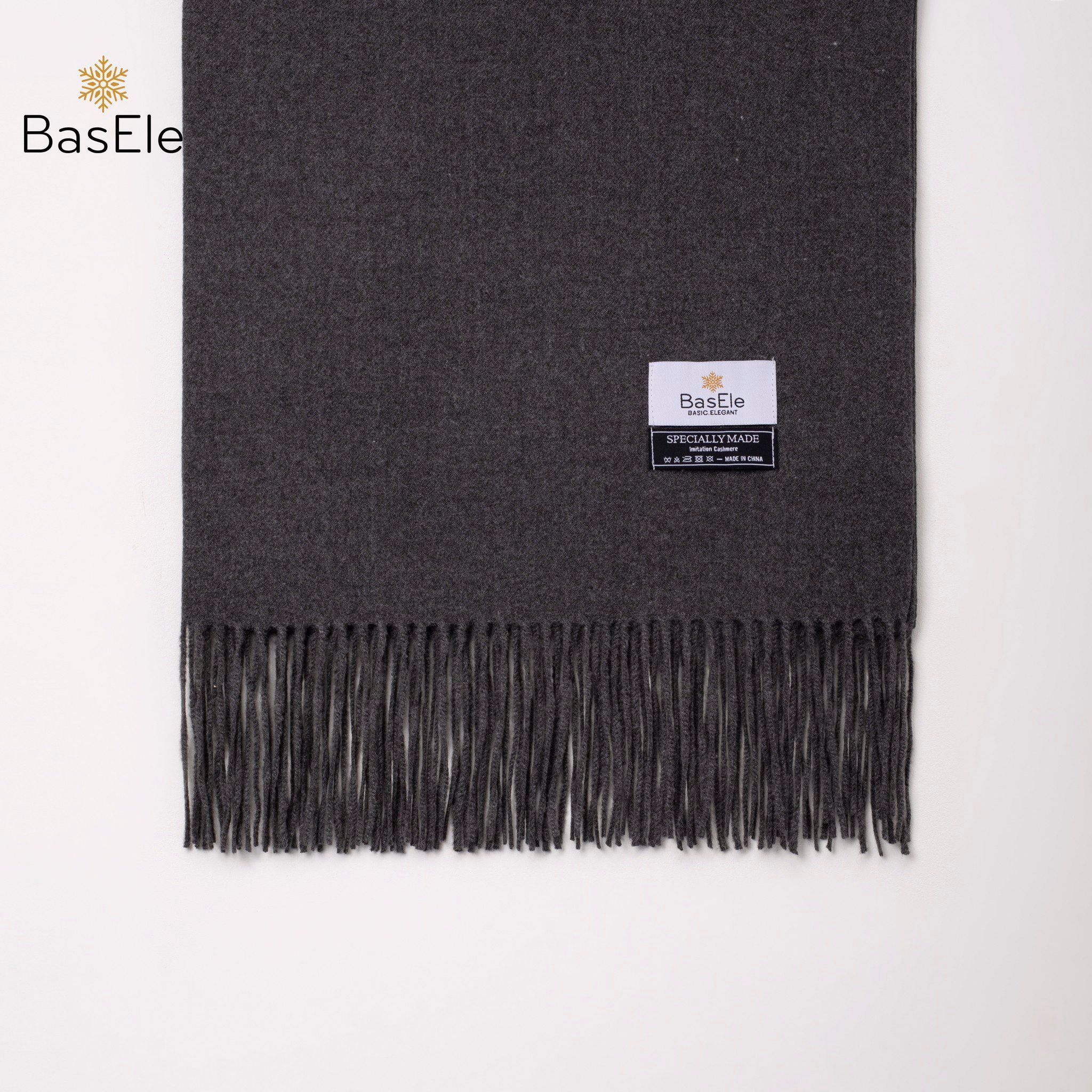 Fringed Scarf Dark Heather Color - Khăn quàng dài tua rua Ghi đậm