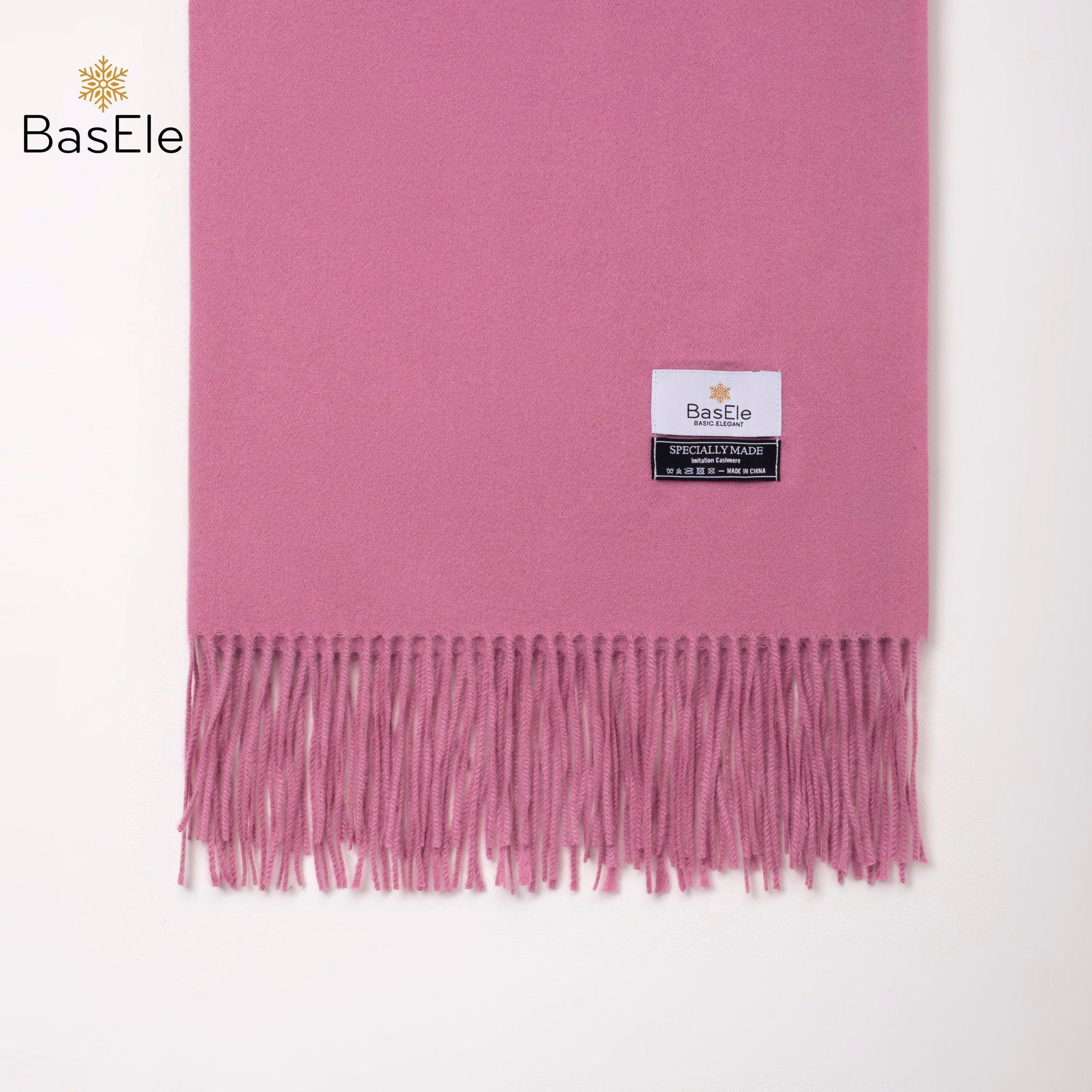 Fringed Scarf Pink Lotus Color - Khăn quàng dài tua rua Hồng cánh sen