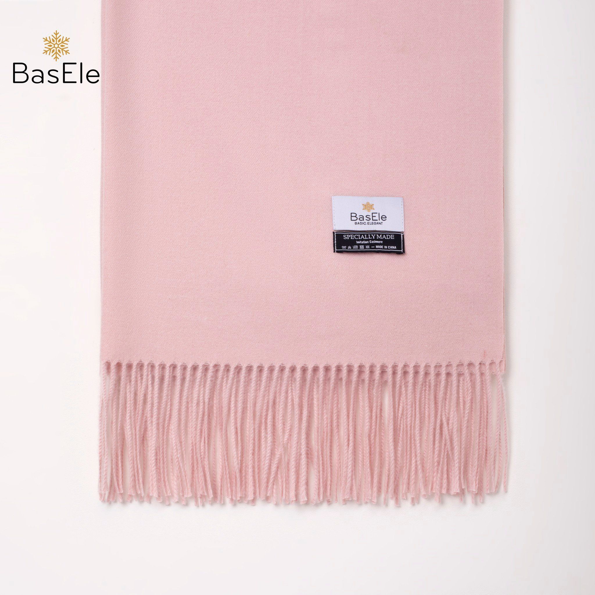 Fringed Scarf Pastel Pink Color - Khăn quàng dài tua rua Hồng Pastel