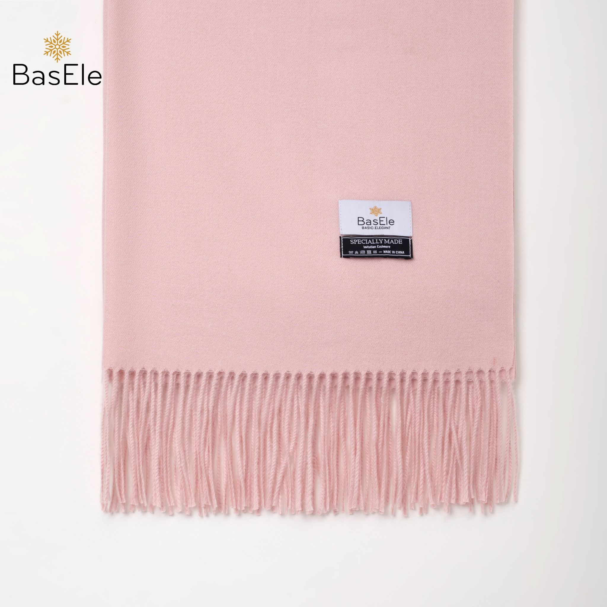 Khăn quàng dài dạ 1 màu Hồng pastel BASELE0342