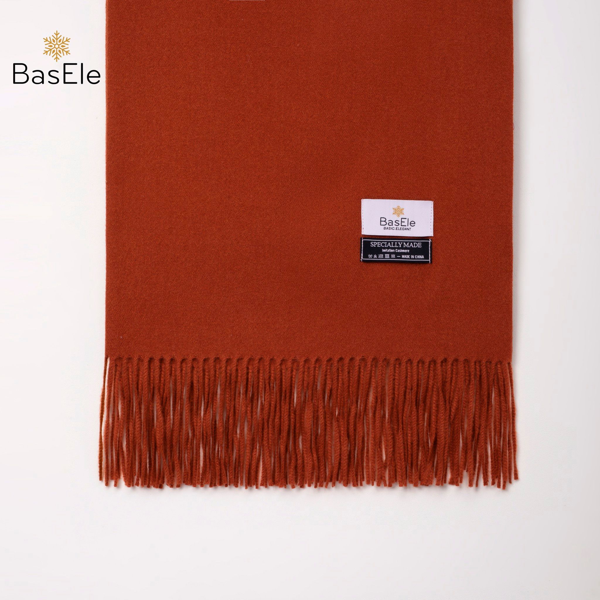 Fringed Scarf Paprika Color - Khăn quàng dài tua rua Đỏ cam đất