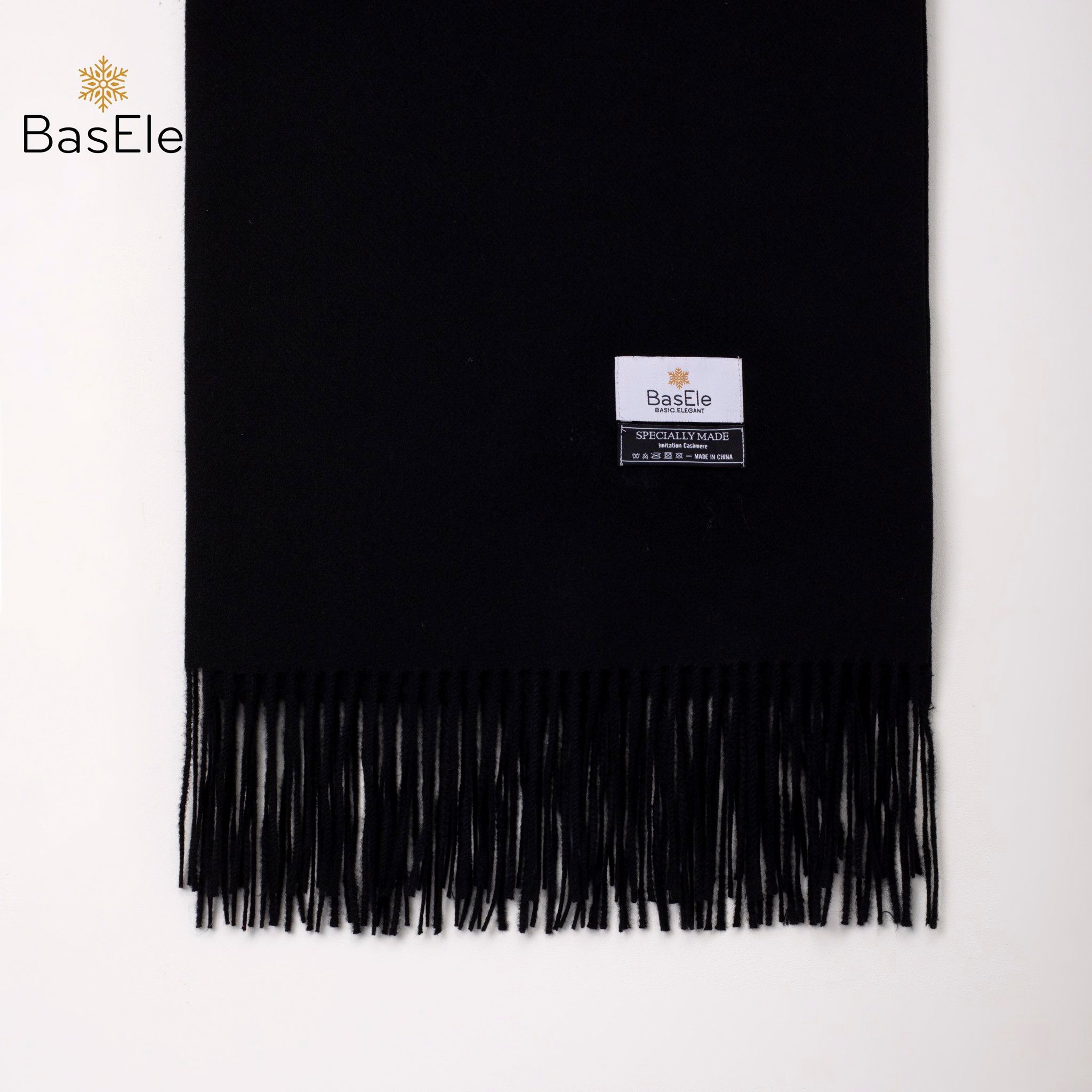 Fringed Scarf Black Color - Khăn quàng dài tua rua Đen