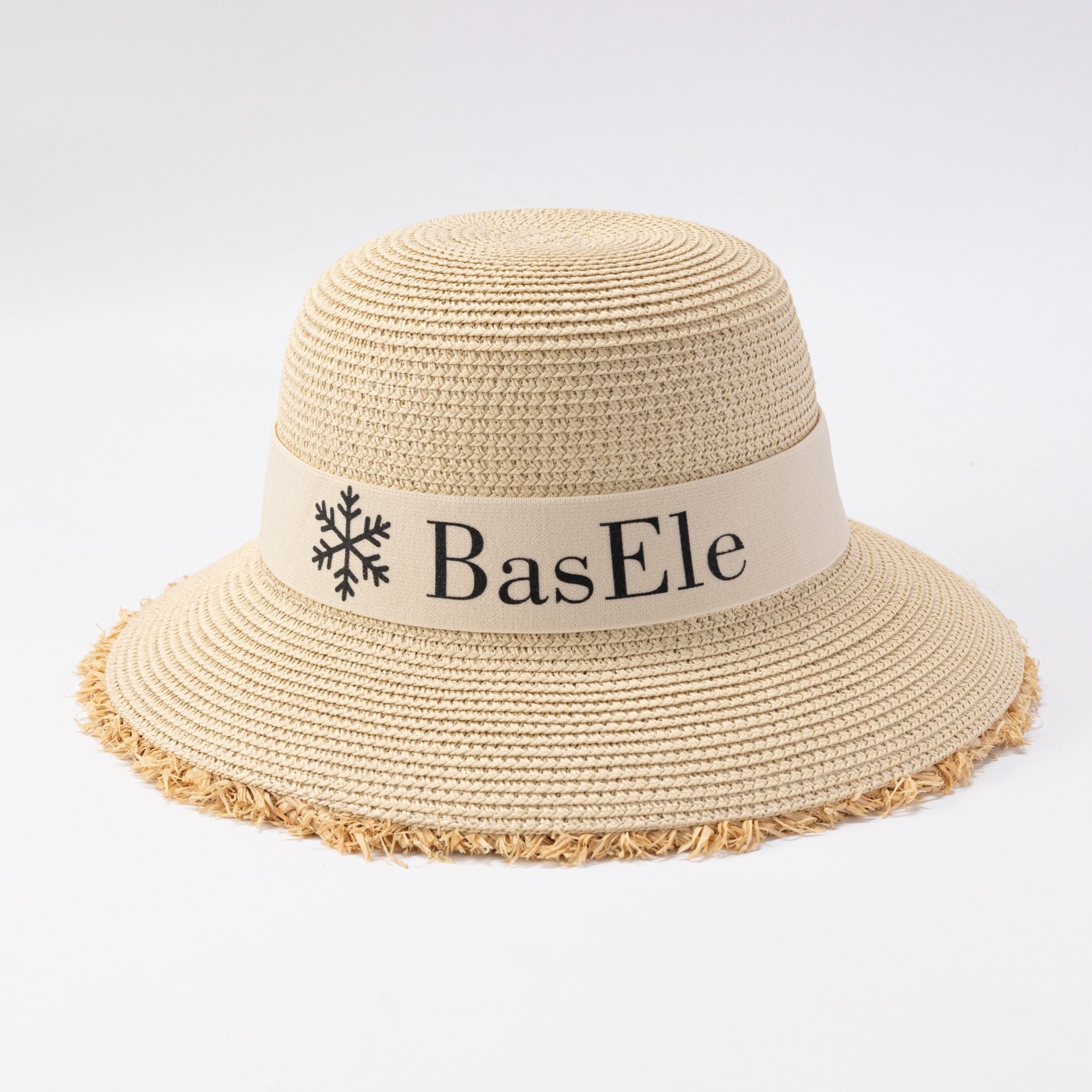 Mũ cói vành tua rua đai chun Kem BASELE084