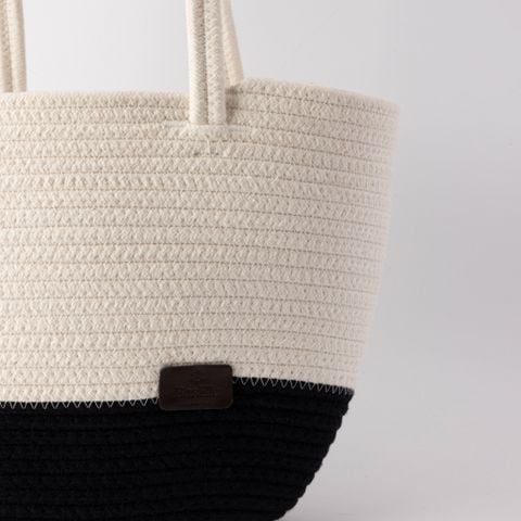 Túi xách cotton trắng đen