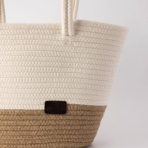 Túi xách cotton trắng nâu