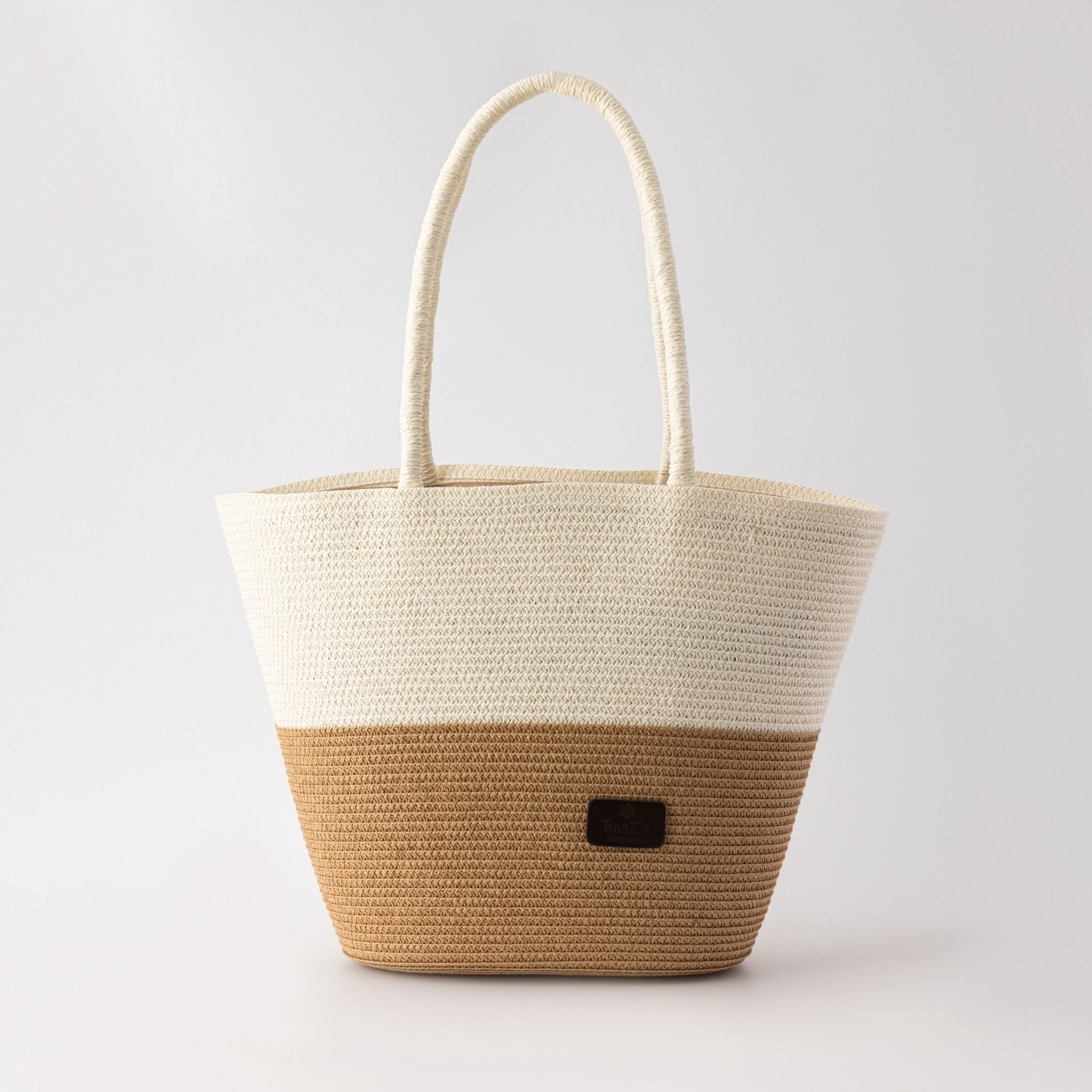 Túi cói 2 màu to kem nâu BASELE08