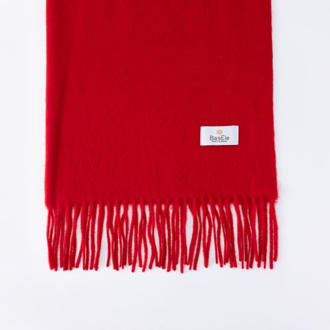 Lambwool Scarf Red Color - Khăn quàng dài tua rua 100% lông cừu màu Đỏ