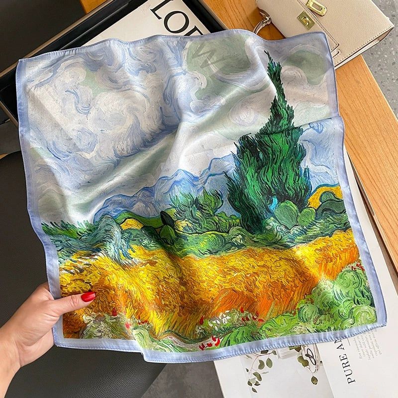 Khăn lụa tơ tằm họa tiết 53x53cm BASELE0679