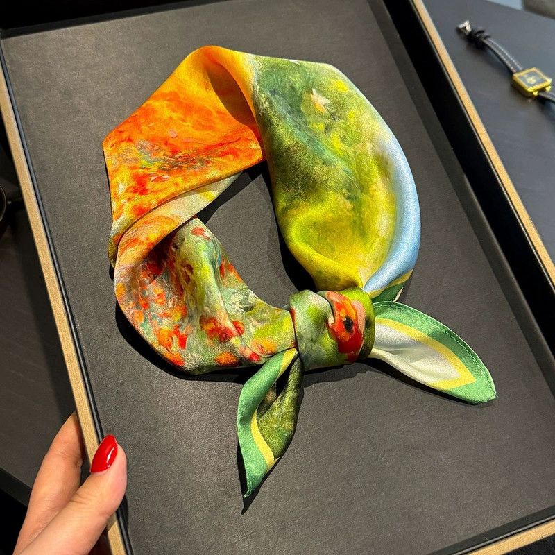 Khăn lụa tơ tằm họa tiết 53x53cm BASELE0689