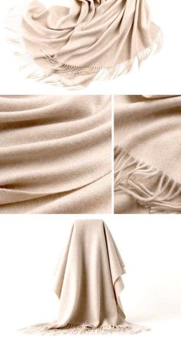 Lambwool Scarf Beige Color - Khăn quàng dài tua rua 100% lông cừu màu Be