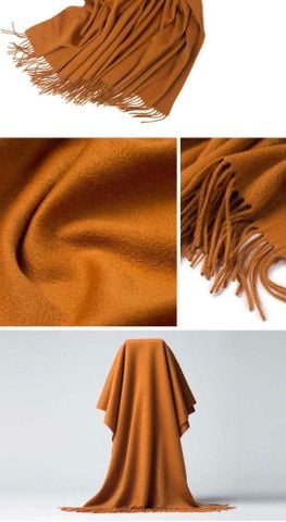 Lambwool Scarf Brown Color - Khăn quàng dài tua rua 100% lông cừu màu Nâu