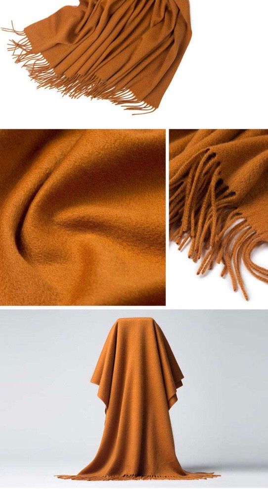 Lambwool Scarf Brown Color - Khăn quàng dài tua rua 100% lông cừu màu Nâu