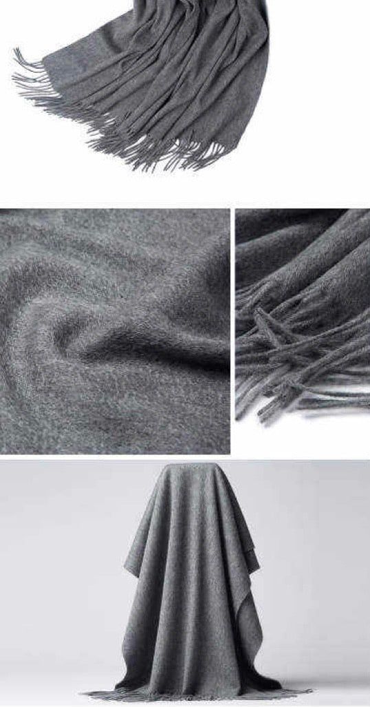 Lambwool Scarf Grey Color - Khăn quàng dài tua rua 100% lông cừu màu Ghi
