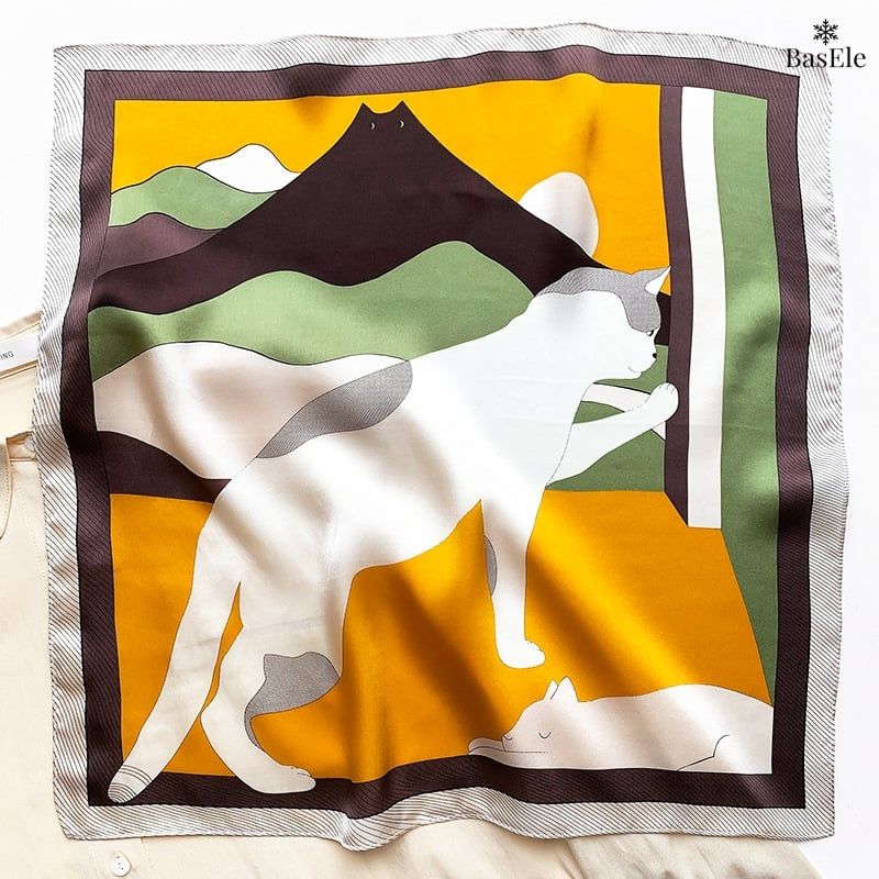 Khăn lụa tơ tằm họa tiết 53x53cm BASELE0144