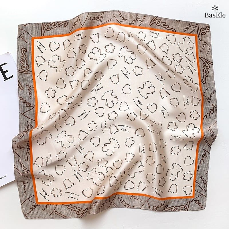 Khăn lụa tơ tằm họa tiết 53x53cm BASELE0150