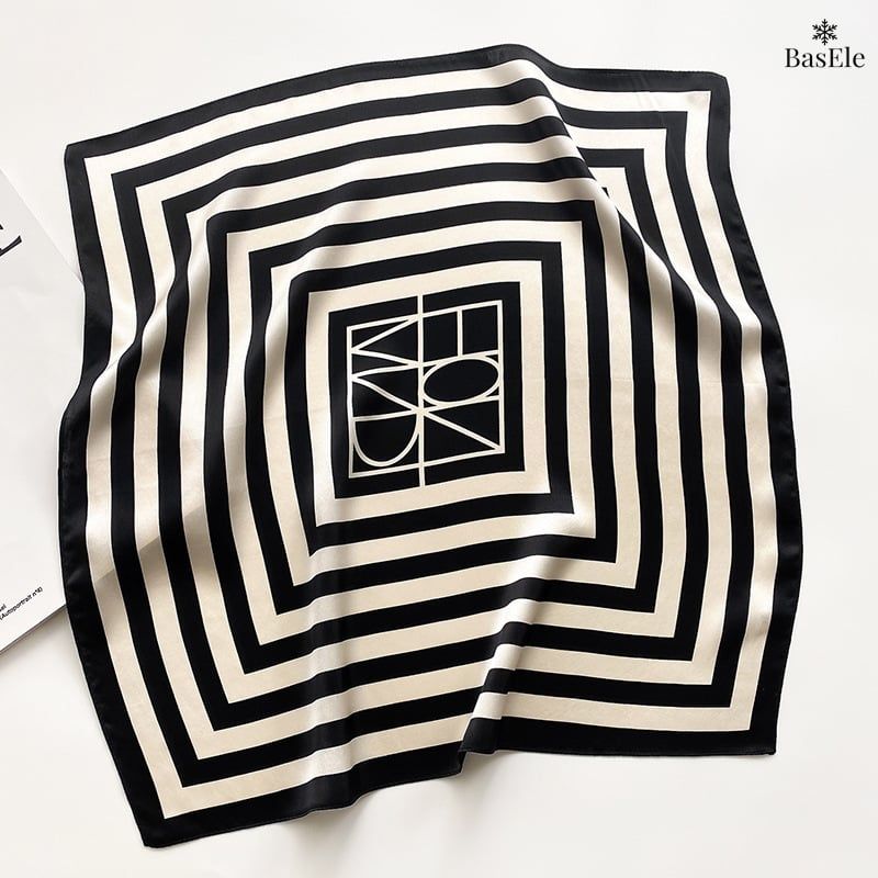 Khăn lụa tơ tằm họa tiết 53x53cm BASELE0155
