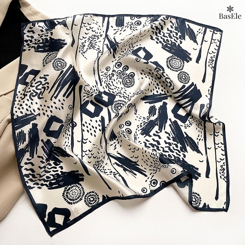 Khăn lụa tơ tằm họa tiết 53x53cm BASELE0162