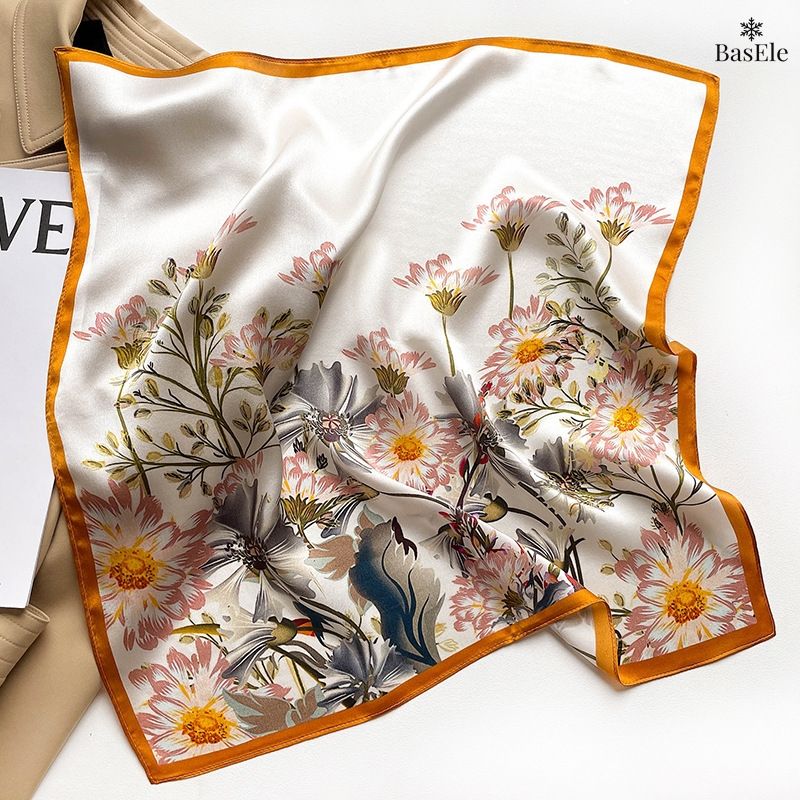Khăn lụa tơ tằm họa tiết 53x53cm BASELE0166