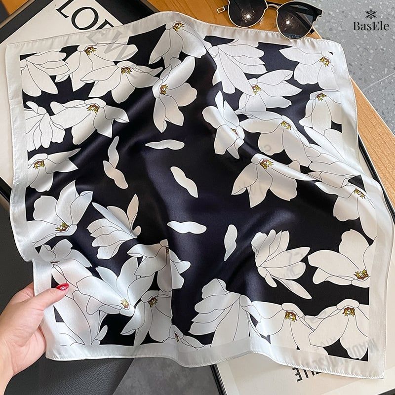 Khăn lụa tơ tằm họa tiết 53x53cm BASELE0454