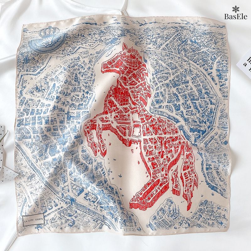Khăn lụa tơ tằm họa tiết 53x53cm BASELE0131