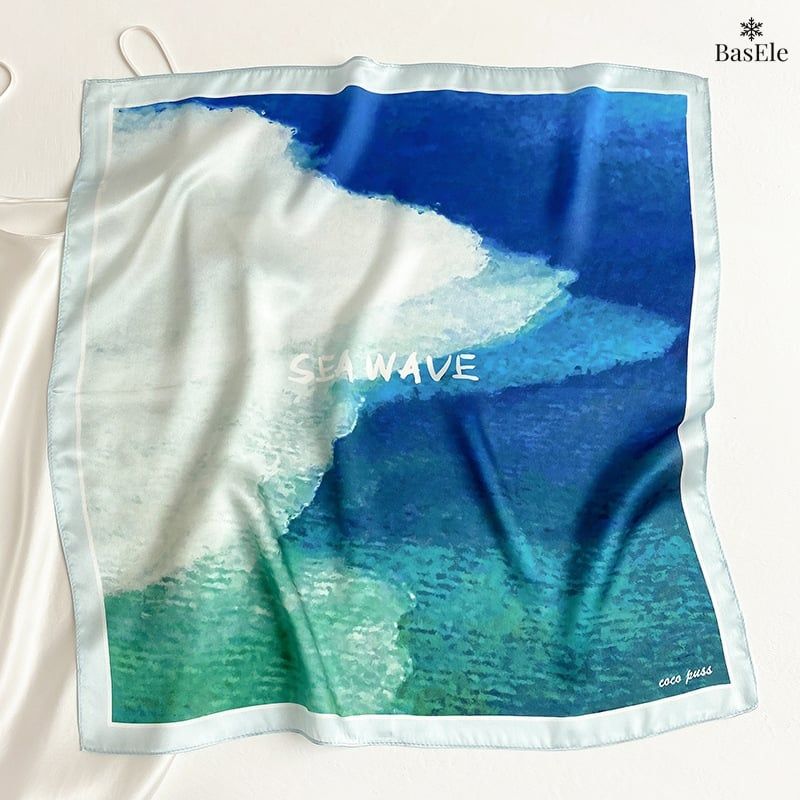 Khăn lụa tơ tằm họa tiết 53x53cm BASELE0138