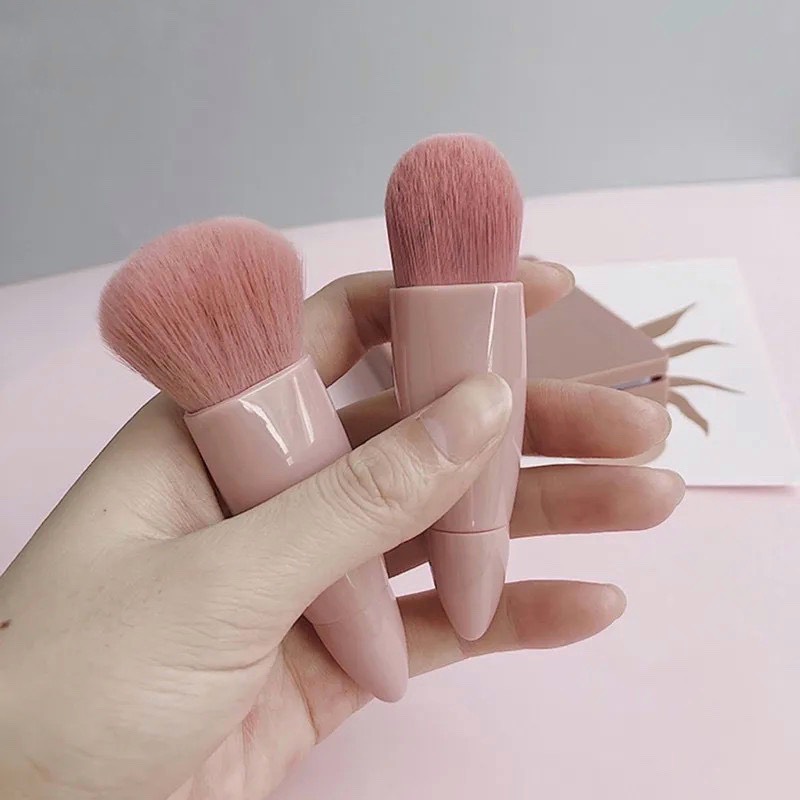 SET CỌ - Bộ cọ trang điểm makeup cá nhân 5 món màu hồng Vintage hộp gương