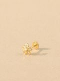  14K Line Flower labret piercing 