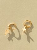  14K Cross mini huggie 