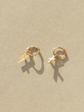  14K Cross mini huggie 