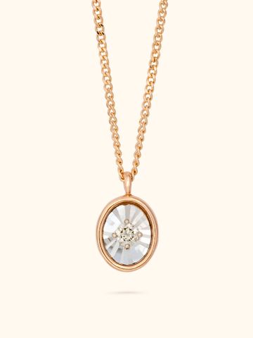  14K-Diamond oval necklace 