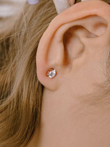  14K Cubic rose earrings (2 size) 