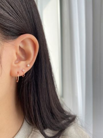  14K Petite Flower mini huggie 