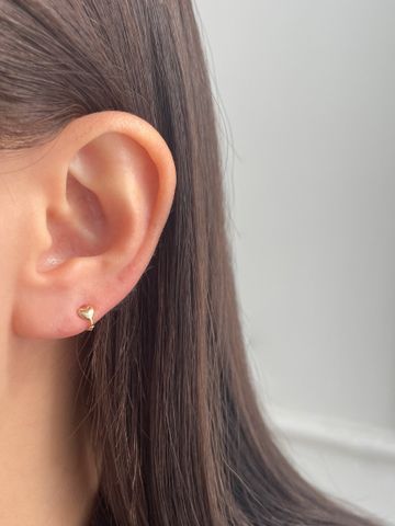  14K Cushion Heart mini huggie 