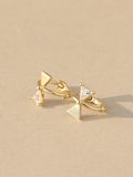  14K Unbalanced ribbon cubic mini huggie 