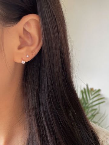  14K Heart Cubic mini huggie 