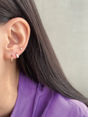  14K Sally Baguette Cubic mini huggie 