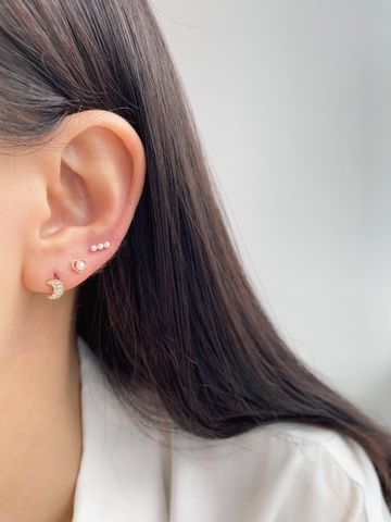  14K Moon mini huggie 