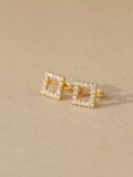  14K Modern Square Cubic mini huggie 