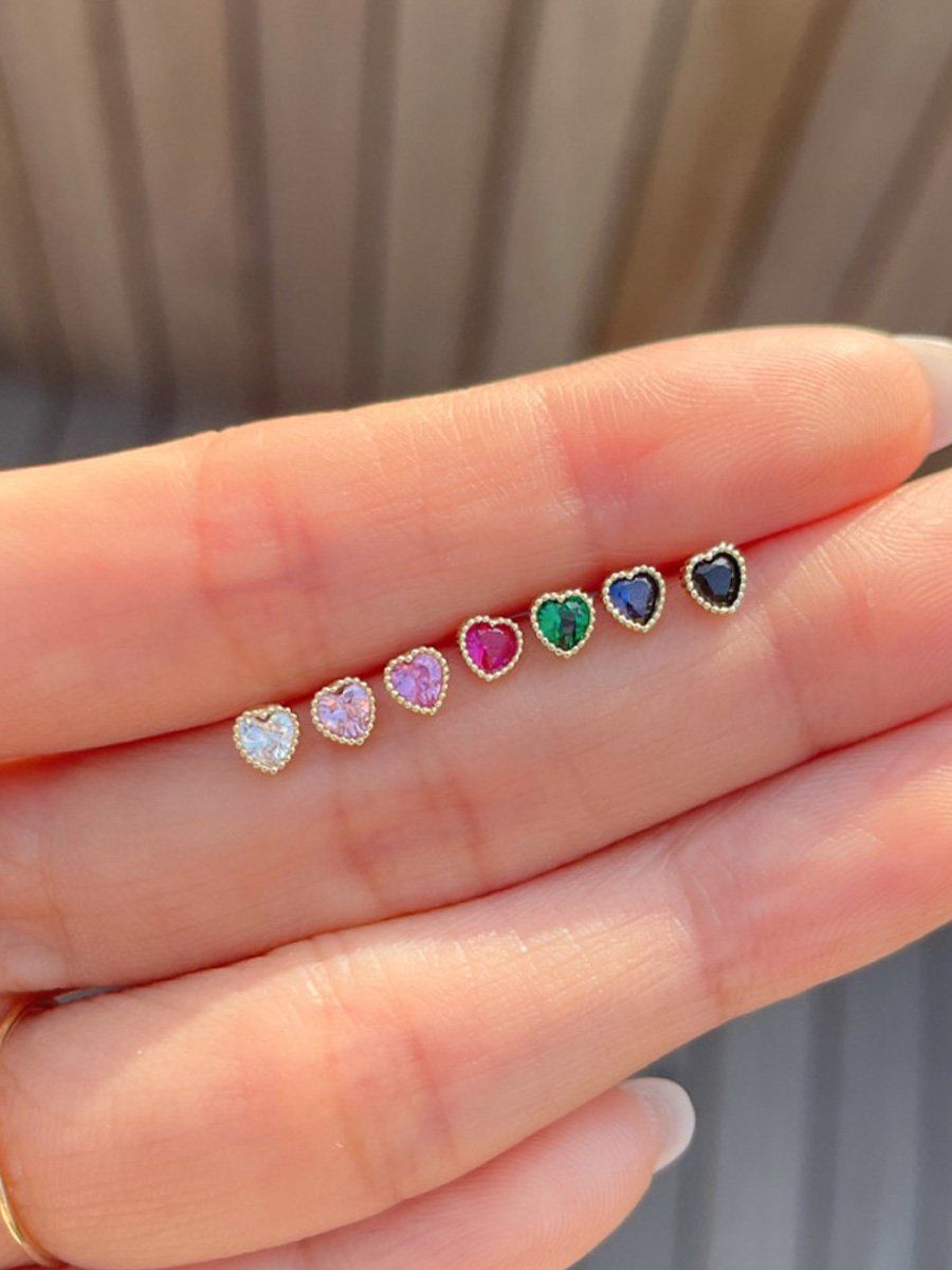  14k Color cubic heart piercing 