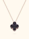  14K Black Sapphire clover pendant 