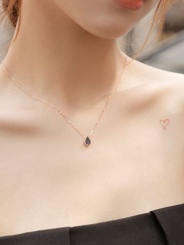  14K Black Sapphire Water drop pendant 